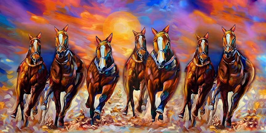 Vastu Lucky Seven Horses Painting