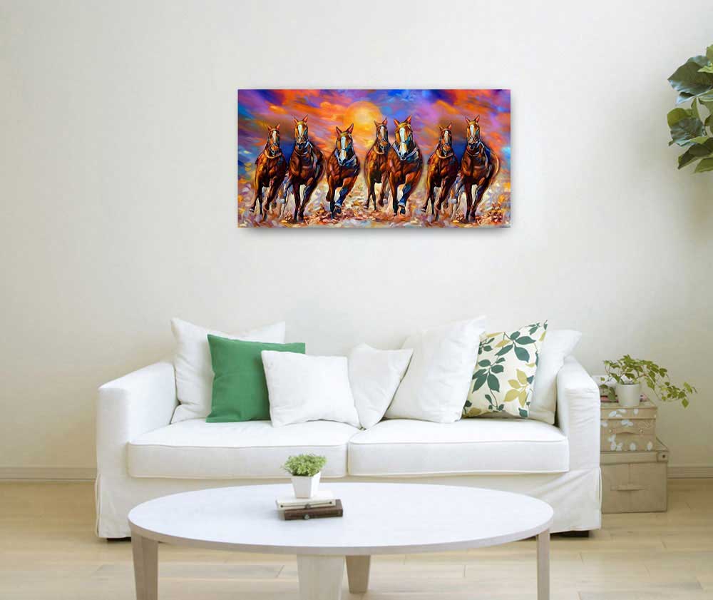 Vastu Lucky Seven Horses Painting