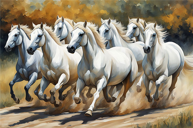 Lucky Seven Horses Painting