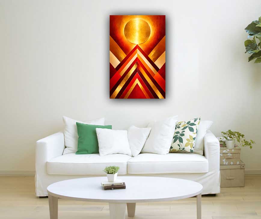 Abstract Golden Sun Geometry Wall Art Symbol of Success, Growth and Radiant Energy