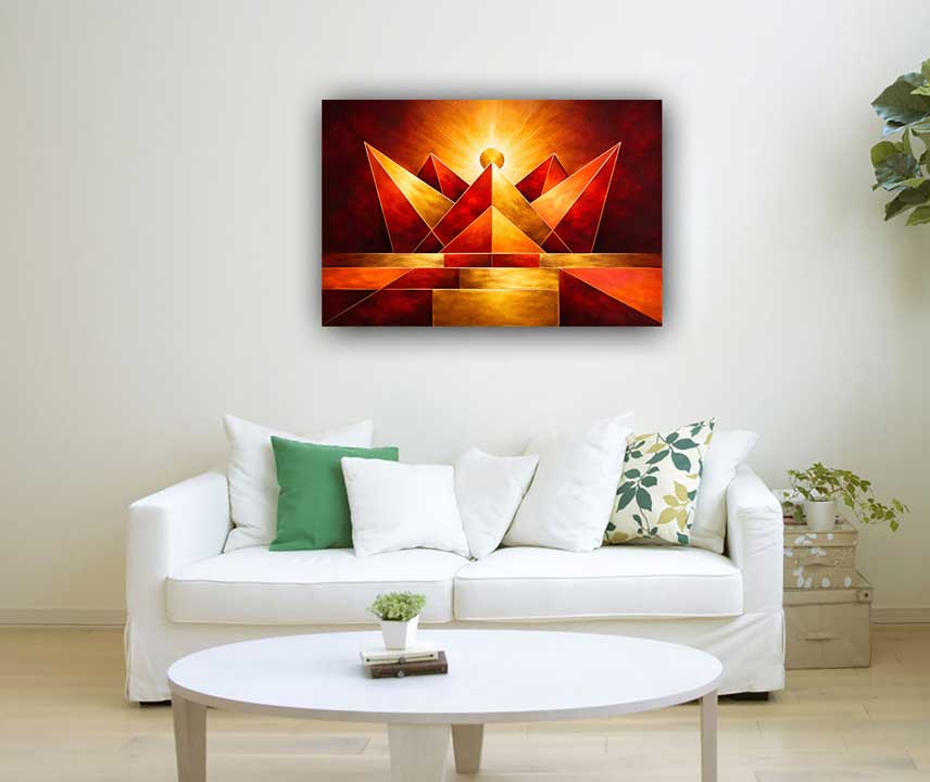 Abstract Crowned Pyramid Canvas Painting for Authority and Achievement