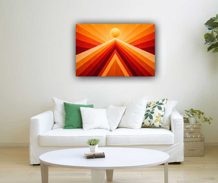 Abstract Geometric Radiating Pathways Canvas Painting for Strength and Confidence