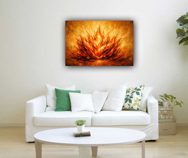 Abstract Wall Art Fiery Energy Canvas Painting for Transformation and Inner Power