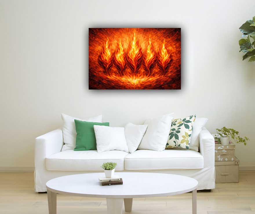 Wall Art Five Flames Canvas Painting for Energy and Transformation