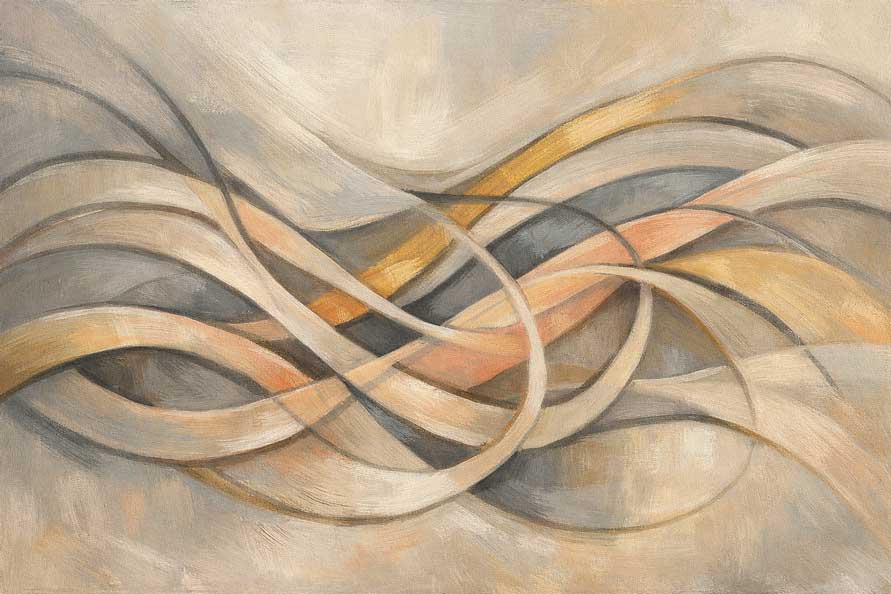 Abstract Painting of Layered Flow Lines for Intuitive Thinking and Creative Expansion