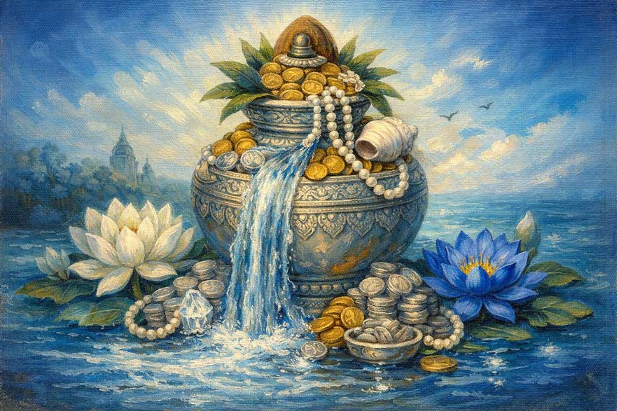 Kalash(Pot) of Abundance Vastu Painting for North Direction for Prosperity & Wealth Wall Art