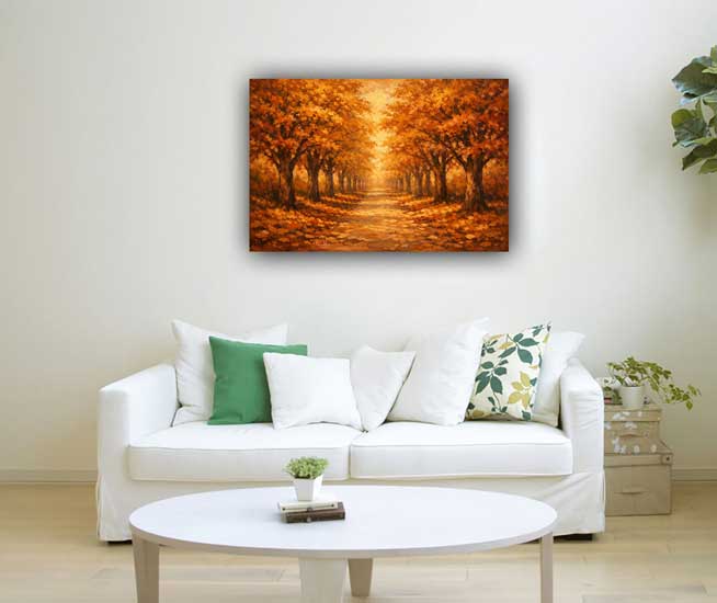 Autumn Trees Along Path for Stability, Nurturing and Peaceful Transitions Canvas Wall Art