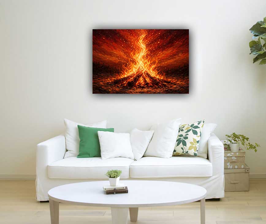 Wall Art Bonfire Canvas Painting for Energy and Enthusiasm