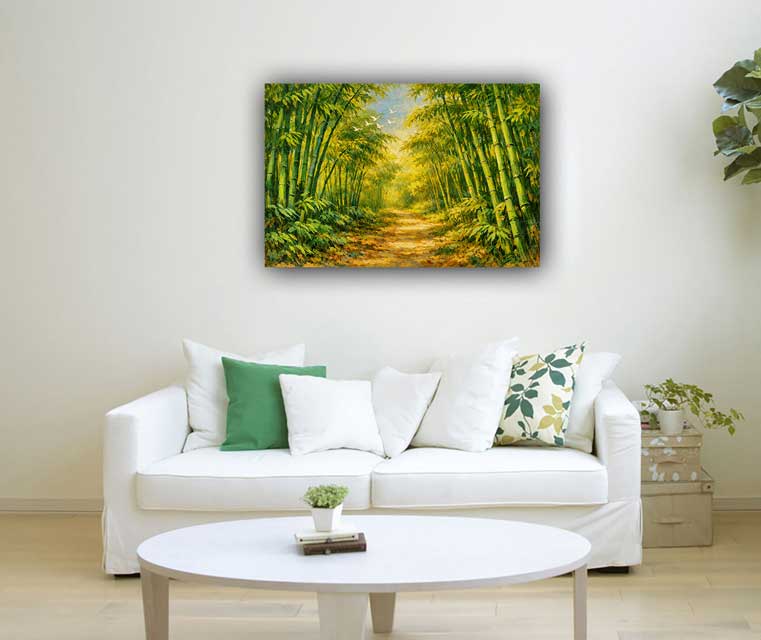 Bamboo Grove Wall Art Canvas Painting for Openness and Harmony