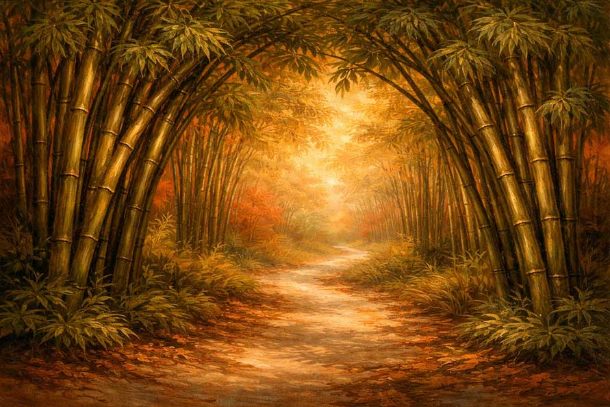 Wall Art Bamboo Grove Shelter Painting for Flexibility, Protection & Growth