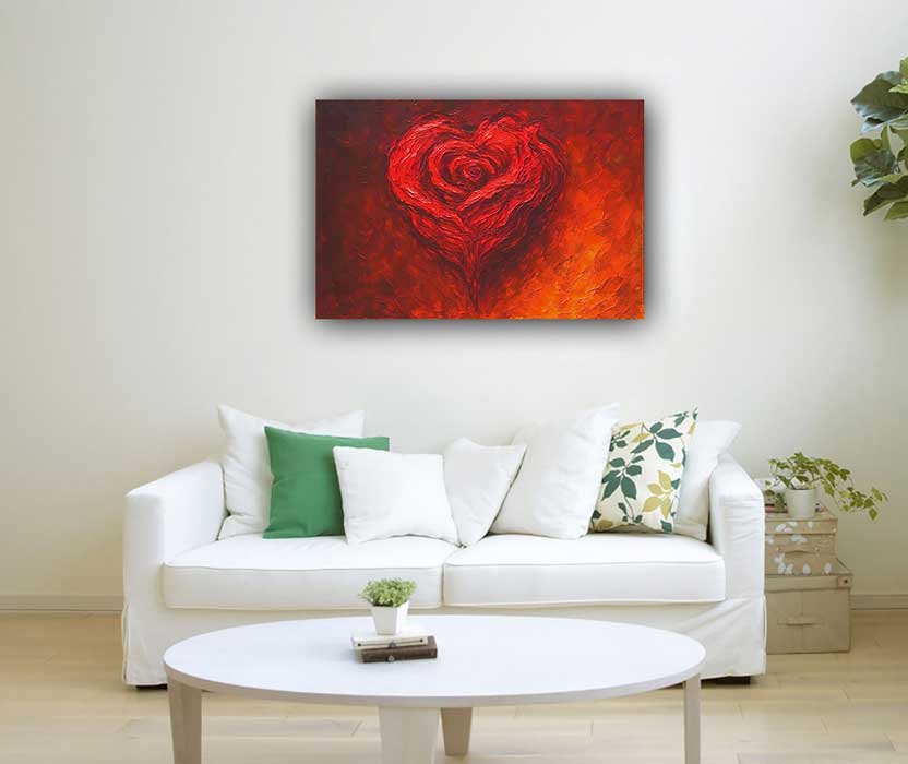 Abstract Blooming Red Rose Wall Art Symbol of Passion and Romantic Energy