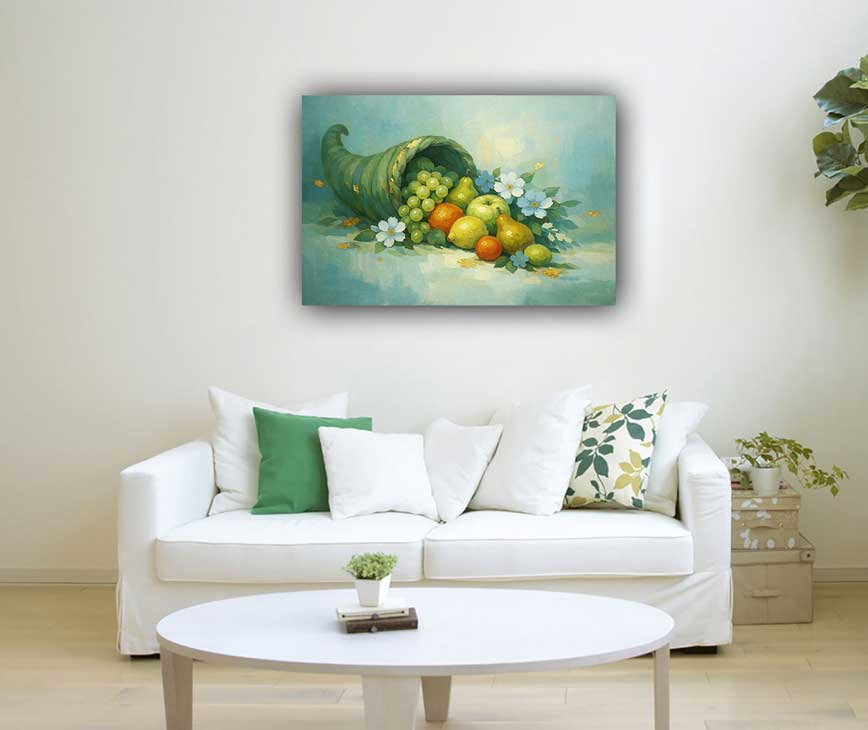 Wall Art Cornucopia Canvas Painting for Prosperity and Happiness