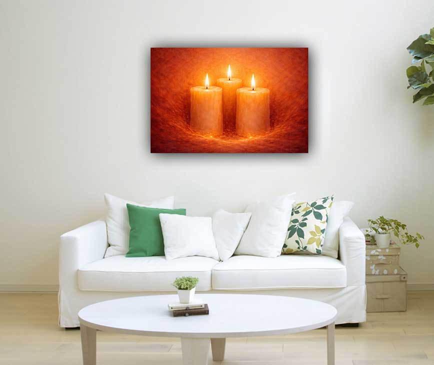 Wall Art Candle Light Canvas Painting for Passion and Enthusiasm