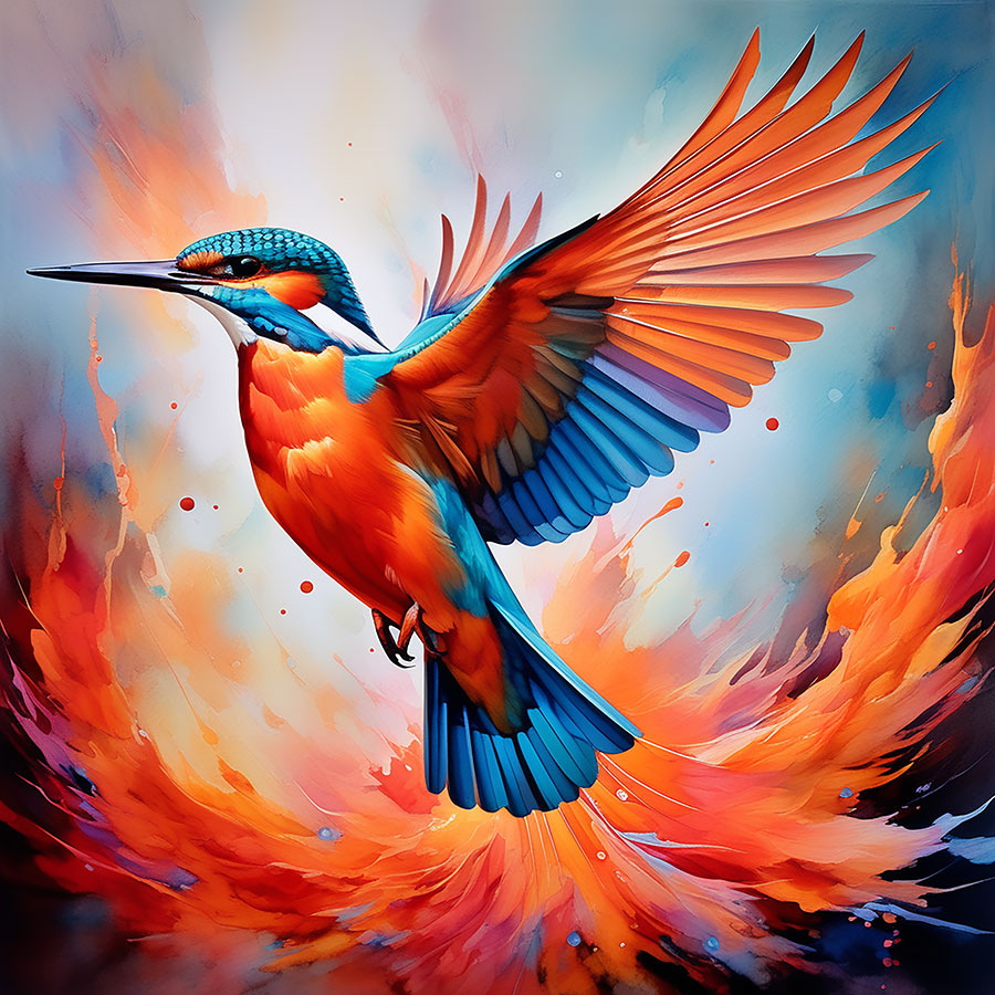 Flying Bird Painting Symbol of New Beginning