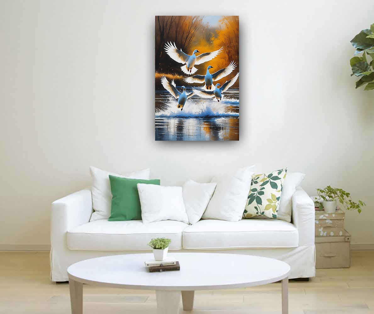 Birds in Flight Painting Symbol of New Beginning