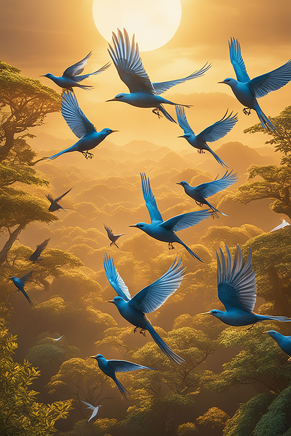 Birds in Flight Painting Symbol of Communications