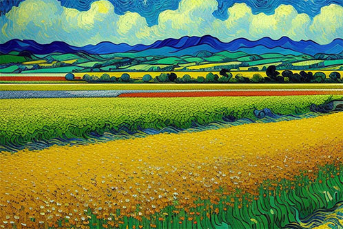 Fields with Crops Painting Prosperity and Abundance