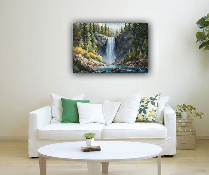 Flowing Waterfall Painting