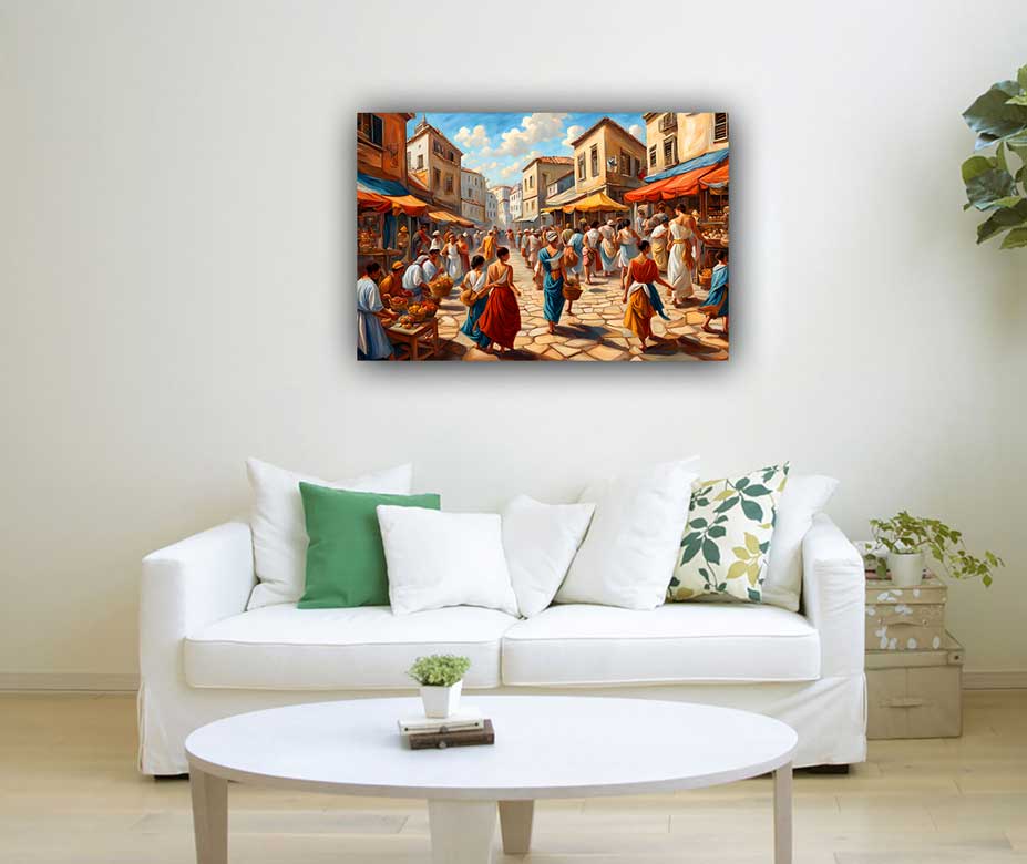 Bustling Market Painting for Sagittarius