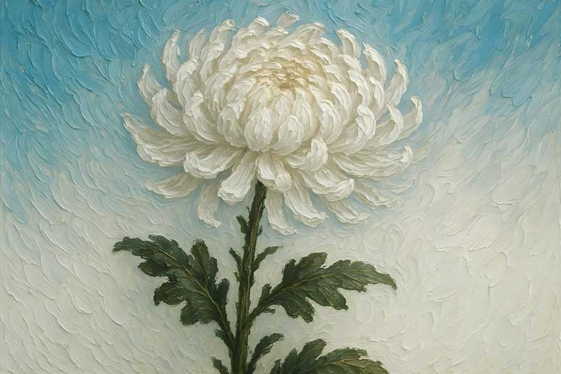 Chrysanthemum Wall Art for Calm Focus & Wisdom