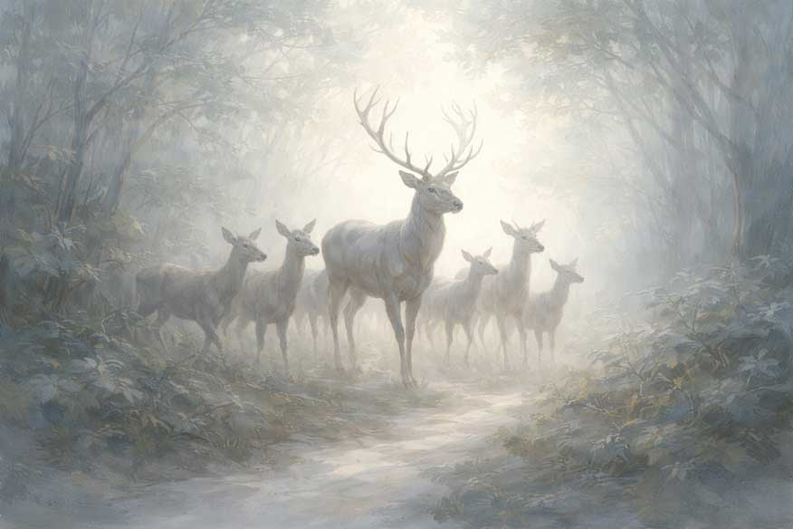 Painting of Group of Deer for Community Support and Harmony