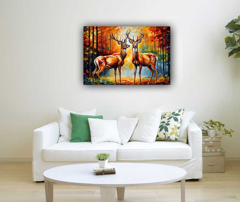 Feng Shui Deer Painting for Prosperity and Longevity