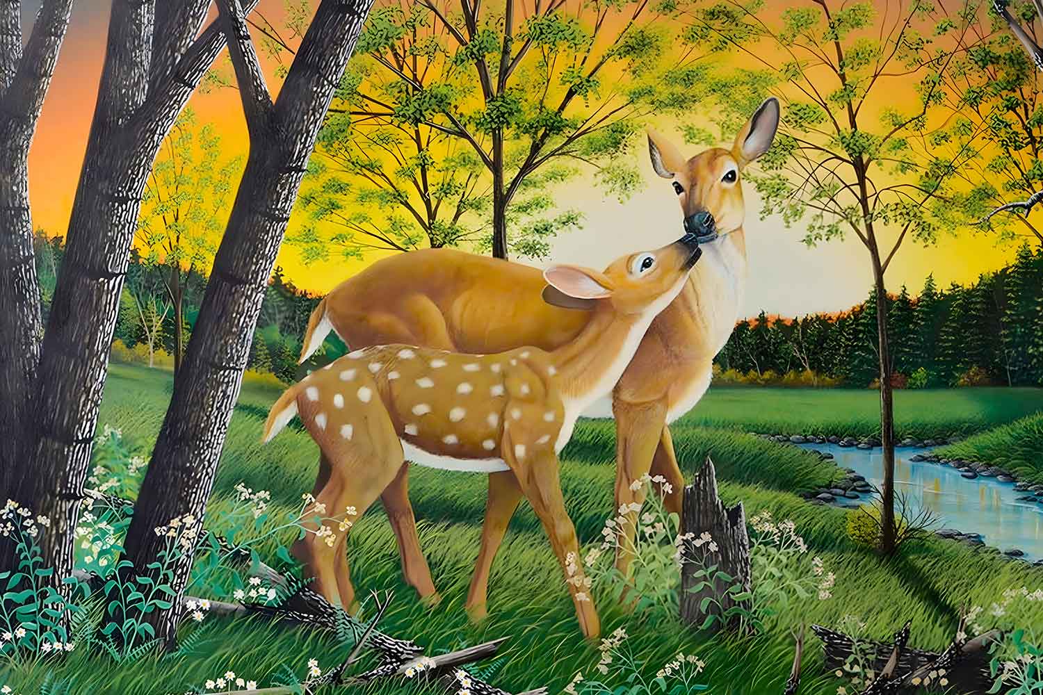 Feng Shui Deer Painting