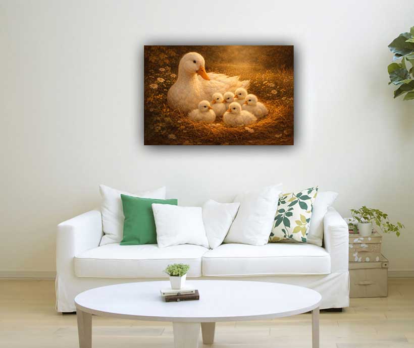 Wall Art Duck Family Painting for Nurturing Love, Care & Family Harmony