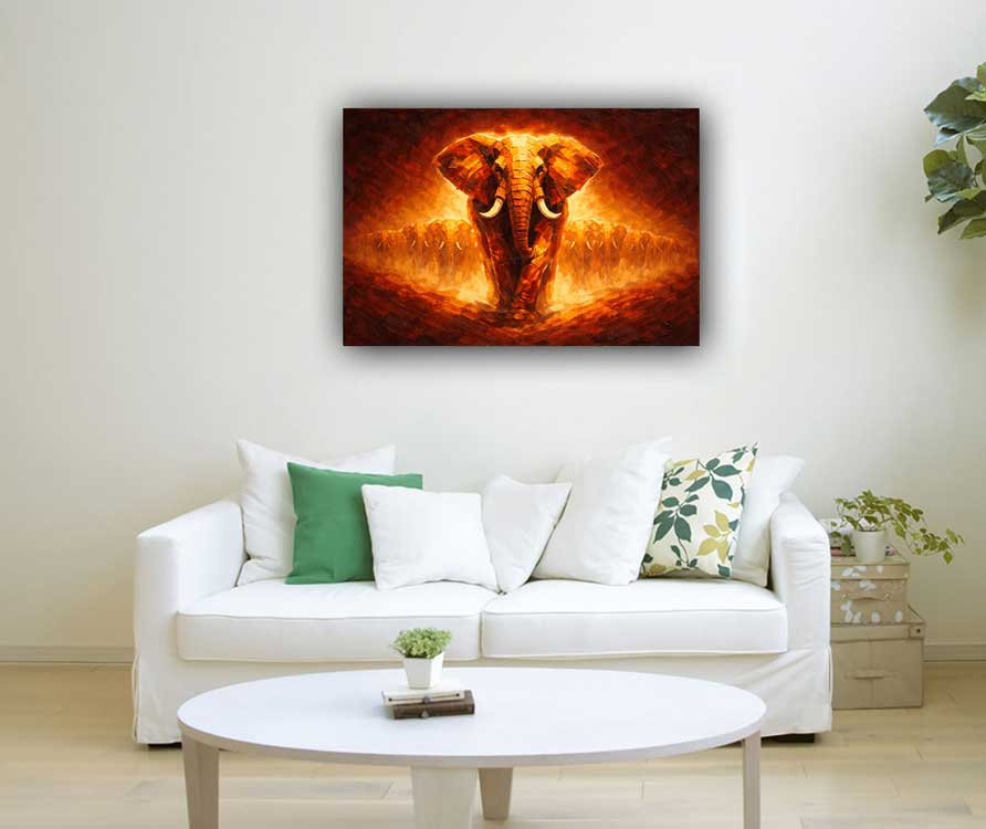 Wall Art Elephant Leader Canvas Painting for Authority and Guidance