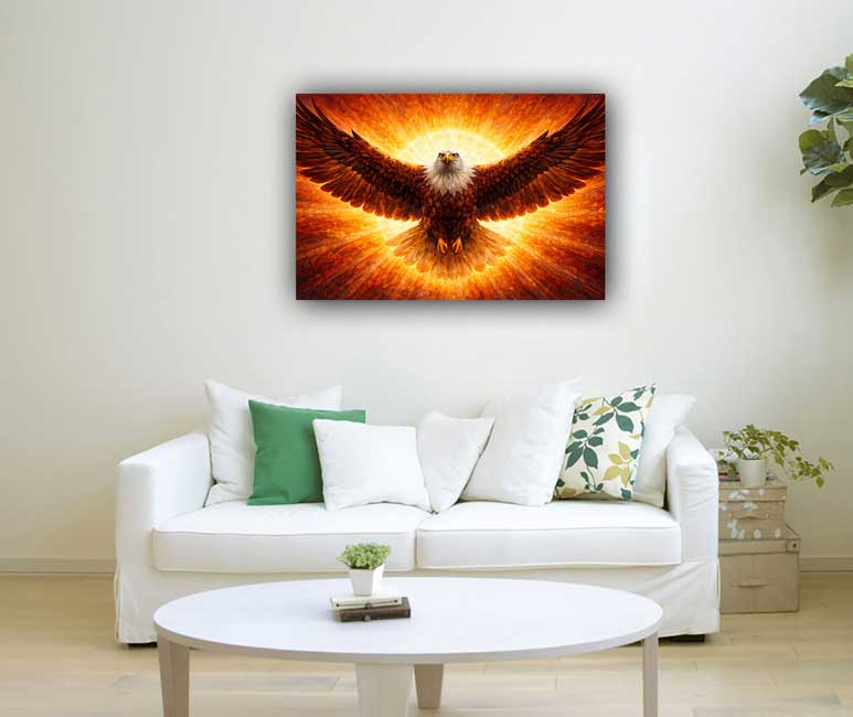 Wall Art Soaring Eagle Canvas Painting for Vision and Inner Strength