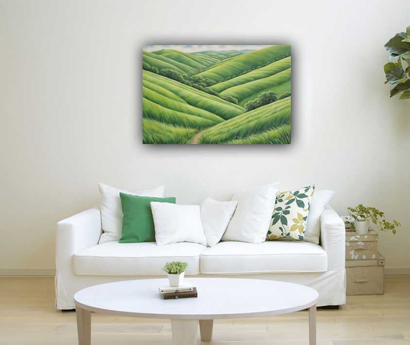 Green Landscape Painting for East Direction and Health