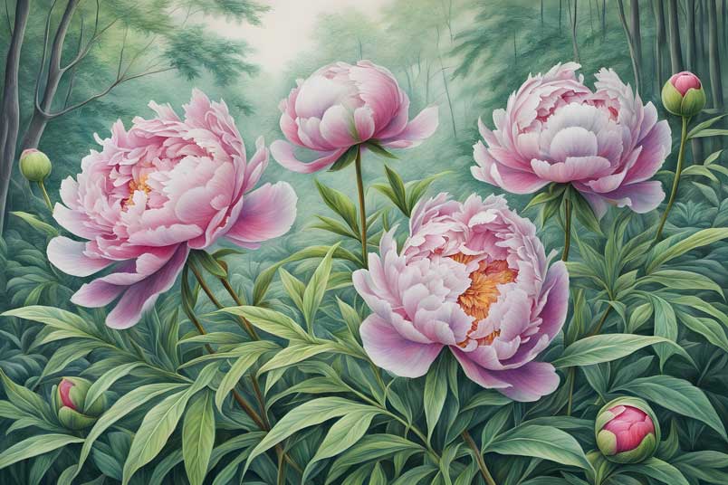Peony Flower Paintings in Feng Shui Boost Prosperity, Love, and Vitality