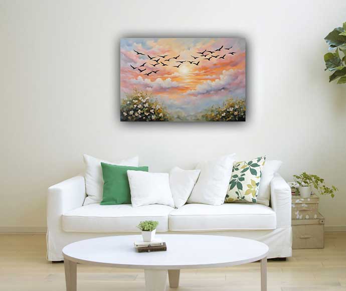 Birds Soaring Across the Sky – Vastu Painting for Networking & Connection | ArtFactory