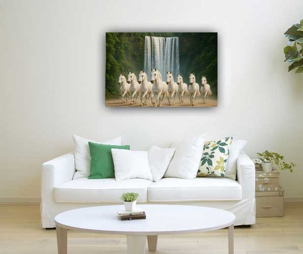 Lucky 8 Horses with Waterfall