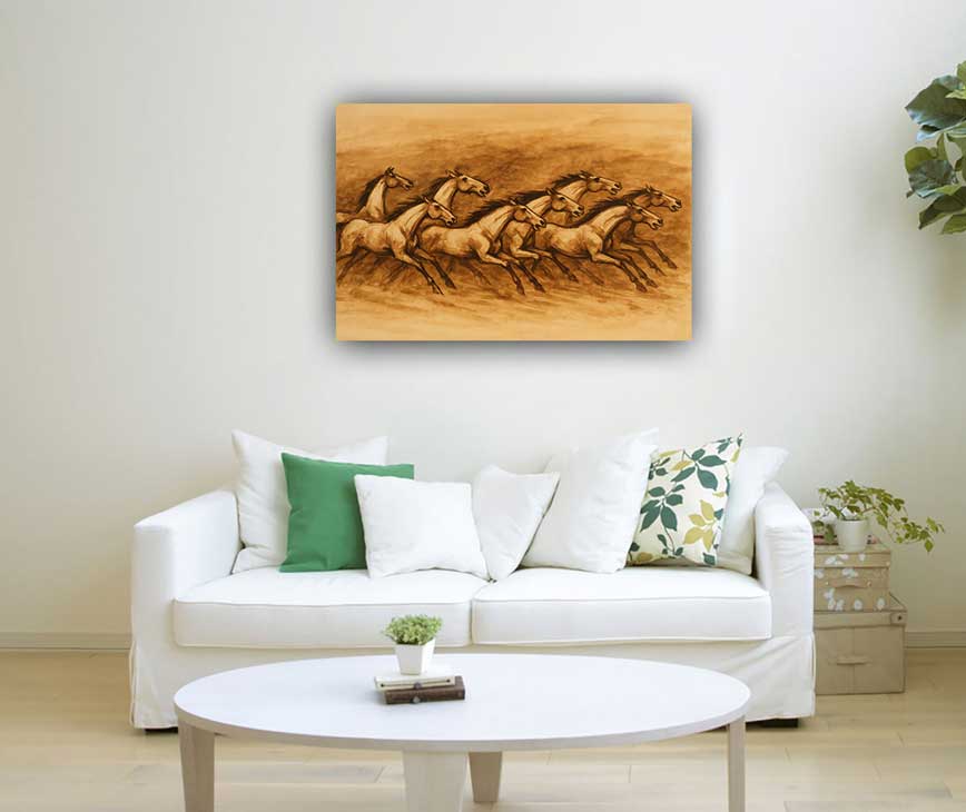 Feng Shui 8 Horses Sketch Art 