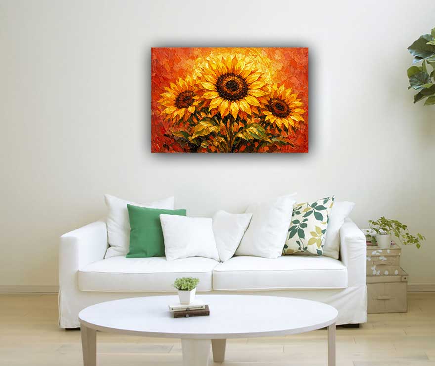 Sunflower Bouquet Wall Art Symbol of Prosperity and Abundance