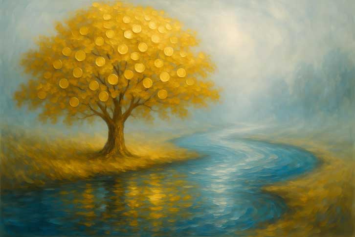 Gold Tree Wall Art for Prosperity & Wealth in North Direction