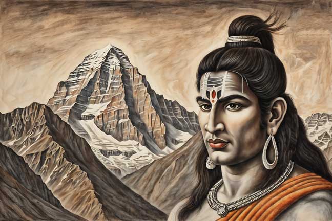 Shiva Painting with Kailash Mansarovar