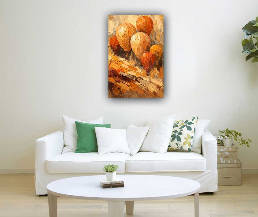 Abstract Painting of Colorful Hot Air Balloons for Imagination Soaring to New Heights