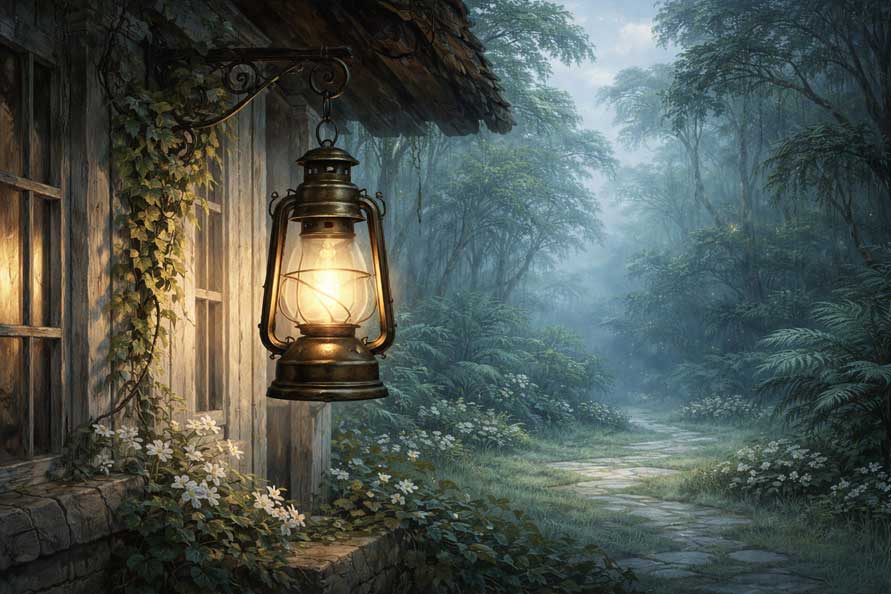 Painting of Lantern Light for Gentle Guidance and Clarity