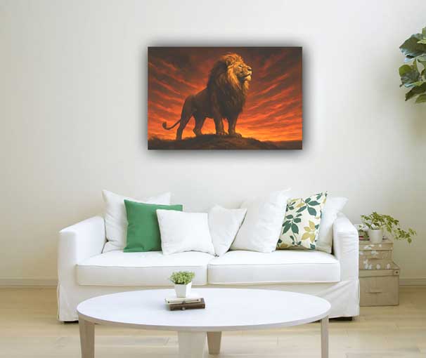 Lion Painting in South for Power and Confidence Vastu Wall Art
