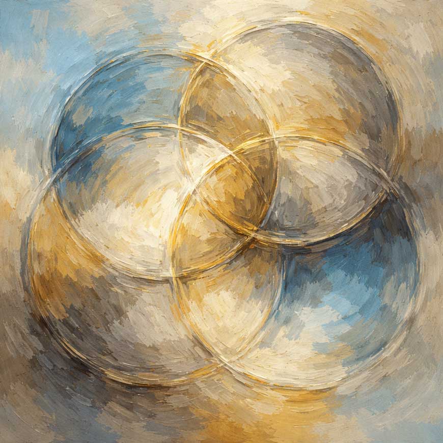 Abstract Painting of Modern Abstract Circles for Stimulating Intuitive and Inventive Mind