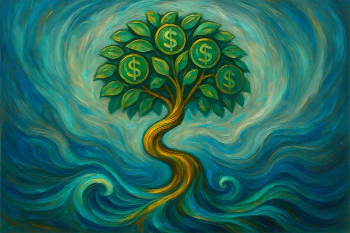 Money Tree Canvas Painting for Career Prosperity