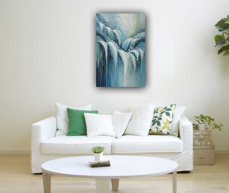 Waterfall Art Abstract Canvas Painting for Wall Decoration