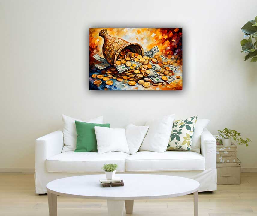 Money Cornucopia Painting for Wealth and Abundance