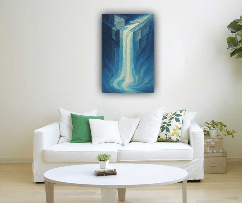 Abstract Waterfall Painting for North Direction Vastu Inspired Canvas Art
