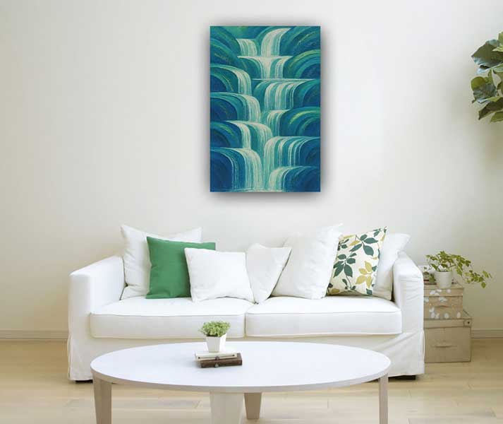 Abstract Canvas Art of Waterfall North Wall Vastu Painting for Prosperity