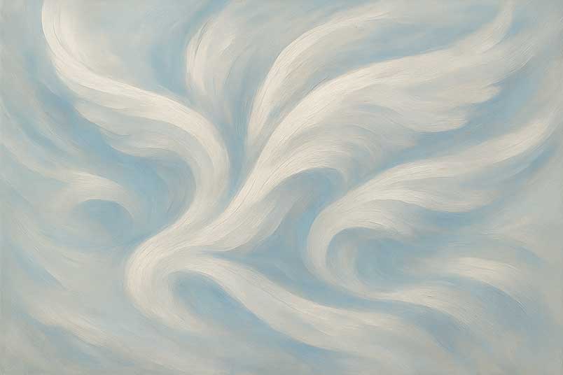 Abstract Wind Element Painting in Blue and White Tones