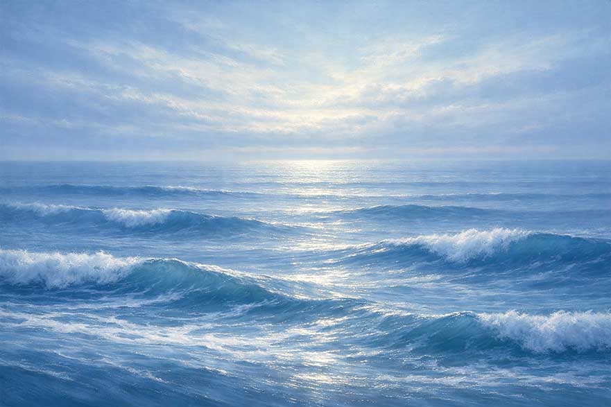 Ocean Waves Canvas Wall Art for Abundance & Dynamic Growth Vastu Painting for North Direction