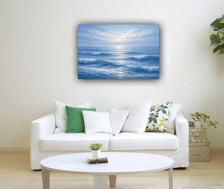 Ocean Waves Canvas Wall Art for Abundance & Dynamic Growth Vastu Painting for North Direction
